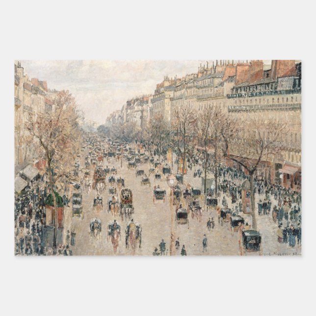 Pissarro - Boulevard Montmartre, Afternoon Sun Wrapping Paper Sheet (Front)