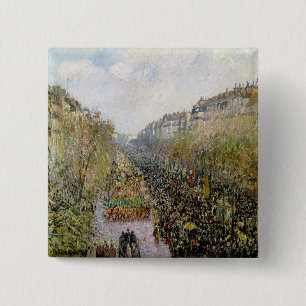 Pissarro - Boulevard Montmartre, Mardi Gras 2 Inch Square Button