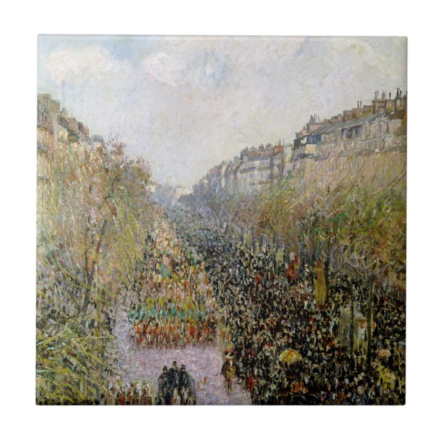 Pissarro - Boulevard Montmartre, Mardi Gras Tile (Front)