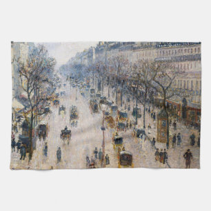 Pissarro - Boulevard Montmartre, Winter Morning Kitchen Towel