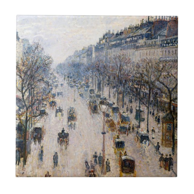 Pissarro - Boulevard Montmartre, Winter Morning Tile (Front)