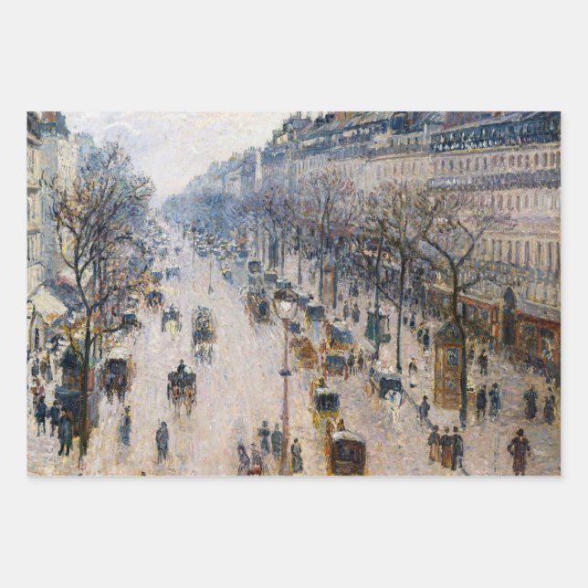 Pissarro - Boulevard Montmartre, Winter Morning Wrapping Paper Sheet (Front)