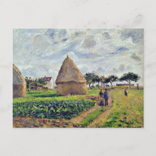PISSARRO - HAYSTACKS AND CABBAGE PATCH, POSTCARD (Front)