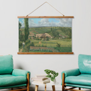 Pissarro Landscape Les Patis Famous Art Wood Wall Hanging Tapestry