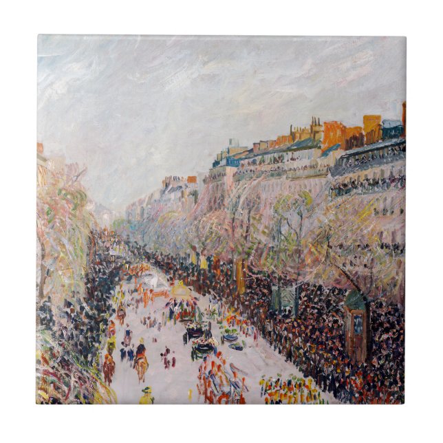 Pissarro - Montmartre, Mardi Gras on the Boulevard Tile (Front)