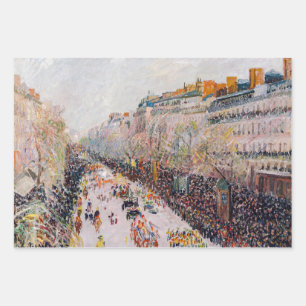 Pissarro - Montmartre, Mardi Gras on the Boulevard Wrapping Paper Sheet