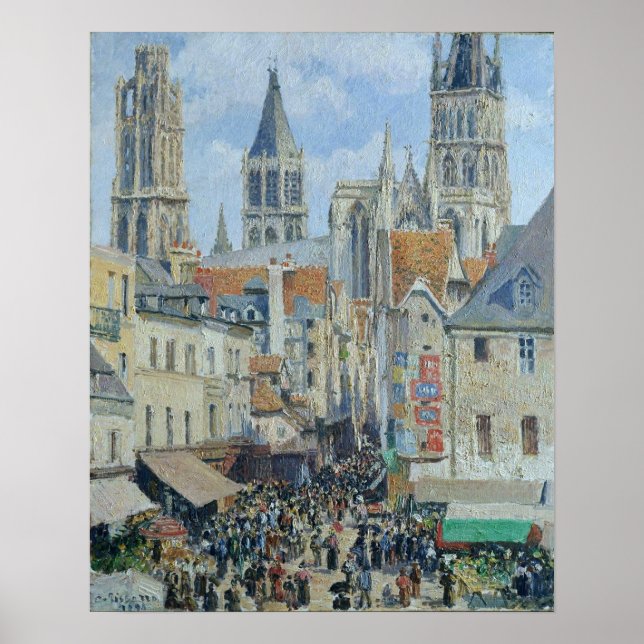 Pissarro - Old Market Epicerie Street Rouen Poster (Front)