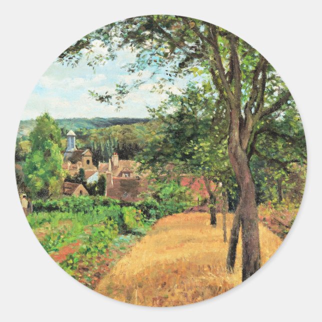 Pissarro - Orchards of Louveciennes, fine art, Classic Round Sticker (Front)