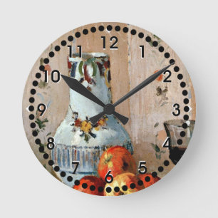 Pissarro: Still Life with Apples and Pitcher Round Clock