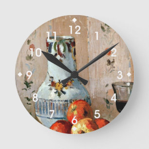 Pissarro: Still Life with Apples and Pitcher Round Clock