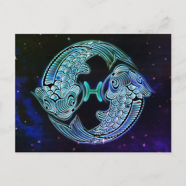 pisse la carte postale du zodiac de poisson (Devant)