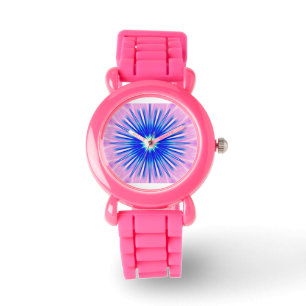pissenlit bleu sur montre rose