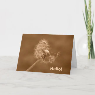 Pissenlit de sépia bonjour ! Carte (blanc à