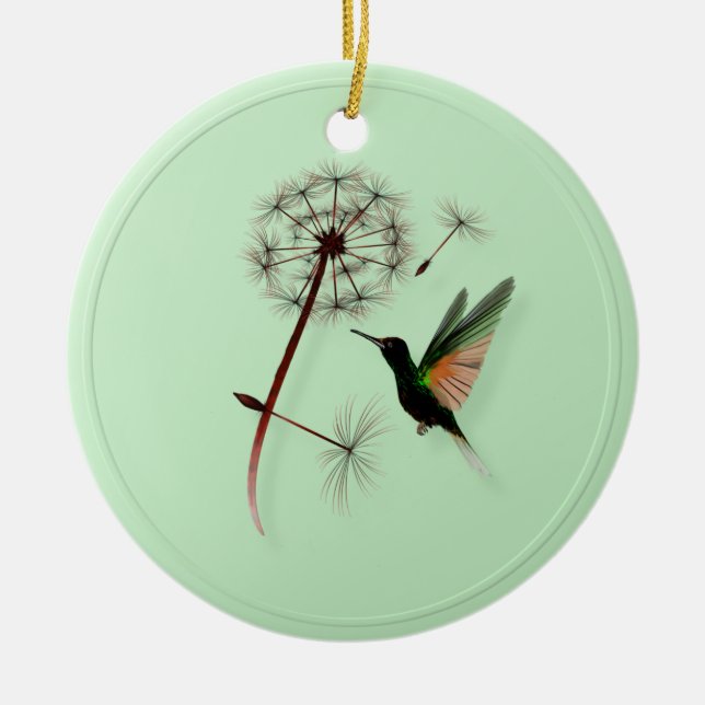 Pissenlit et petits ornements verts de colibri (Devant)