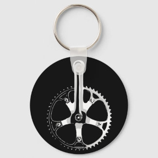 Pista Bicycle Crankset - white on black Keychain