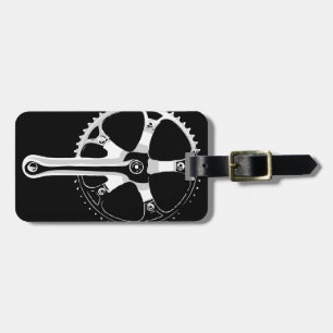 Pista Bicycle Crankset - white on black Luggage Tag