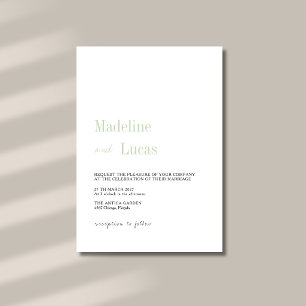 Pistachio & Black Minimalist Clean Modern Wedding Invitation
