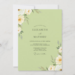 Pistachio Cream Petal Wedding Invitation