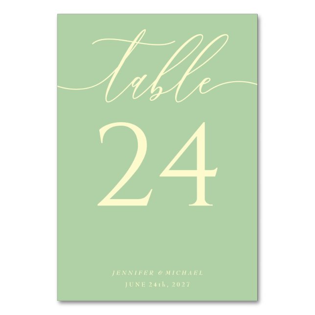 Pistachio & Cream Simple Elegant Seating Table Number (Front)