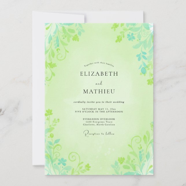 Pistachio Foliage Muted Eucalyptus Wedding Invitation (Front)