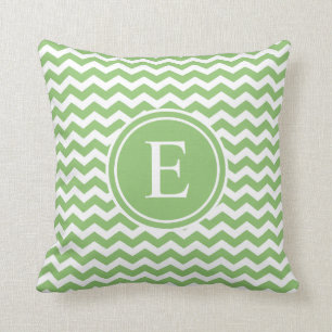 Pistachio Green Chevron Monogram Throw Pillows