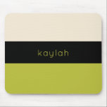 Pistachio Green Colour Block Pattern with Name Mouse Pad<br><div class="desc">A trendy minimalist design with a fresh colour block pattern in bright pistachio green,  black,  and sand beige. Personalize with your name or other desired text. This design is available in a variety of colour combinations.</div>