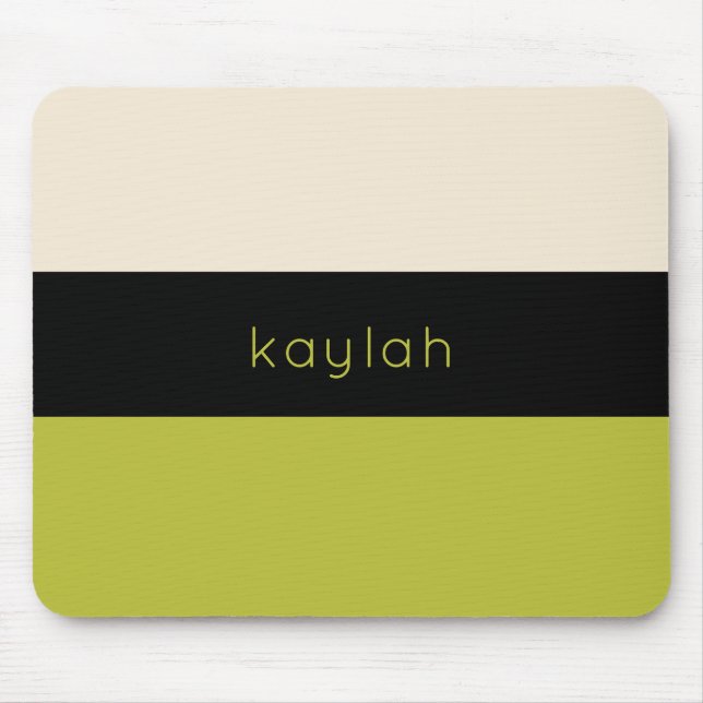 Pistachio Green Colour Block Pattern with Name Mouse Pad (Front)