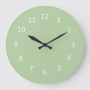Pistachio Green Colour Light Pastel Minimalist Large Clock