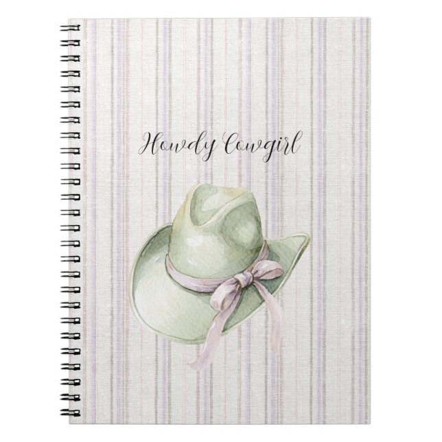 Pistachio Green Lavender Cowgirl Hat Bow Notebook (Front)