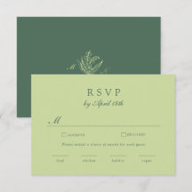 Pistachio Green Monogram Wedding Details Card