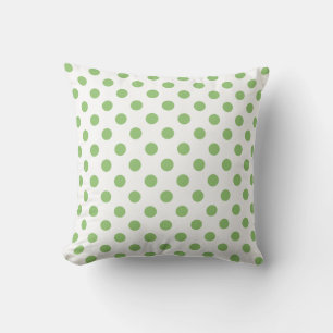 Pistachio Green Polka Dots Circles Throw Pillow