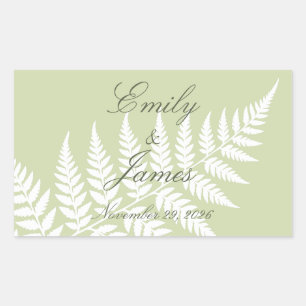 Pistachio Green White Fern Elegant Personalized Sticker