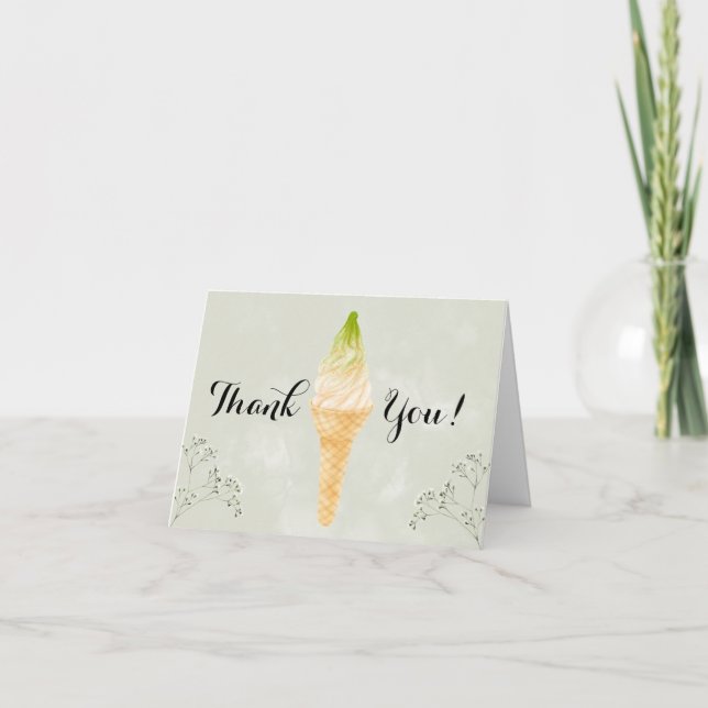Pistachio Ice Cream Bridal Shower Thank You Card (Front)