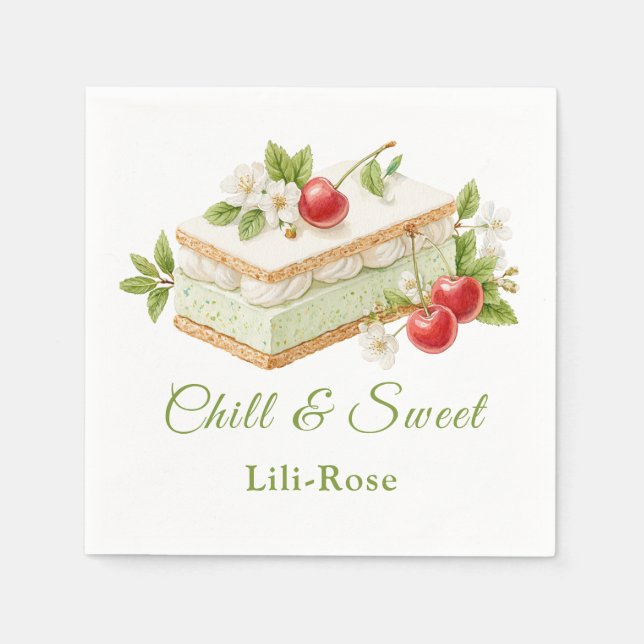 Pistachio Ice Cream Sandwich Day Watercolor  Napkin (Front)