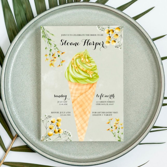 Pistachio IceCream Social Bridal Douche Invitation (Créateur téléchargé)
