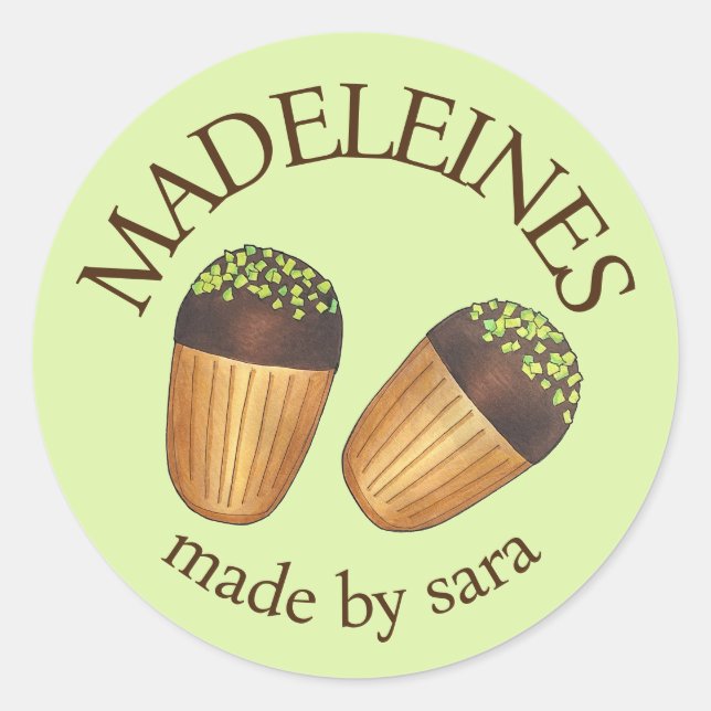 Pistachio Madeleines French Pastry Baked By Classic Round Sticker (Front)
