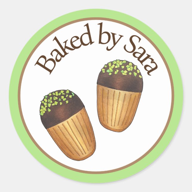 Pistachio Madeleines French Pastry Cake Baked By Classic Round Sticker (Front)