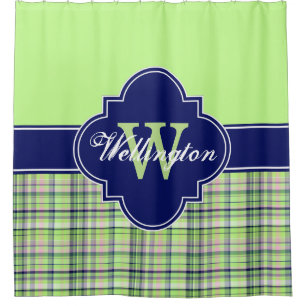 Pistachio Navy Pink Madras Plaid 1ICB Ribbon Name