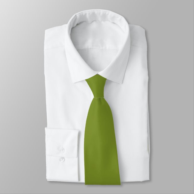 Pistachio Nut Green Mid Century Solid Colour Tie (Tied)