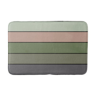 Pistachio Nut Shell Green Peach Purple Stripes Bath Mat
