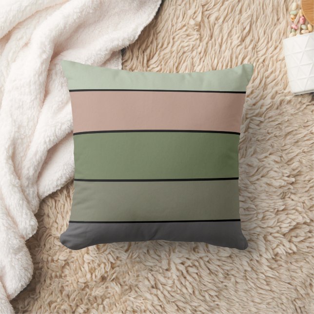 Pistachio Nut Shell Green Peach Purple Stripes  Throw Pillow (Blanket)