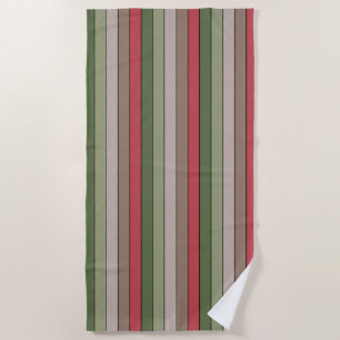 Pistachio Nut Shell Green Red Brown Stripes  Beach Towel