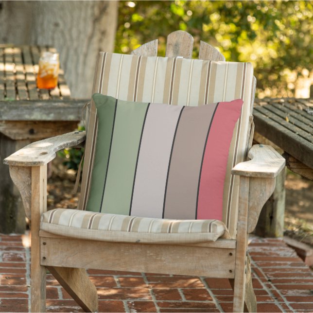 Pistachio Nut Shell Green Red Brown Stripes  Outdoor Pillow (Chair)
