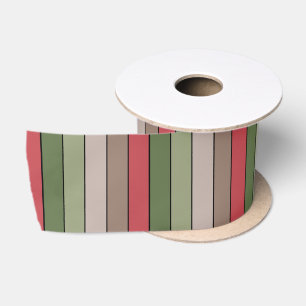 Pistachio Nut Shell Green Red Brown Stripes Satin Ribbon