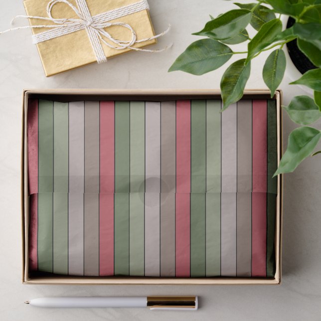 Pistachio Nut Shell Green Red Brown Stripes  Tissue Paper (Gift)