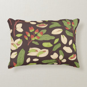 Pistachio Nuts: Black Hand-Drawn Seamless. Accent Pillow