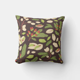 Pistachio Nuts: Black Hand-Drawn Seamless. Throw Pillow
