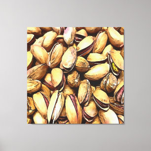 Pistachio Nuts Black Outline Art Canvas Print