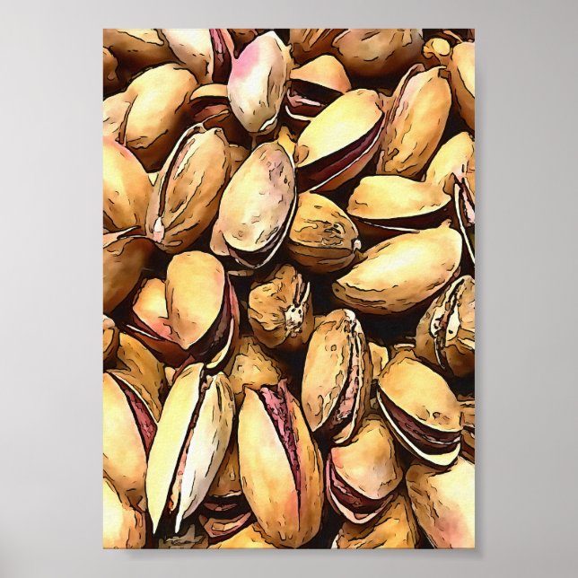 Pistachio Nuts Black Outline Art Poster (Front)