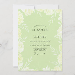 Pistachio Peony Wedding Invitation